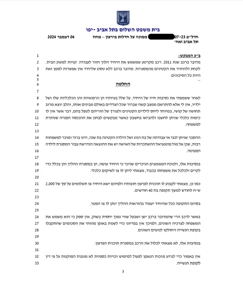 צו שיקום כלכלי החלטת בית משפט ללקוח בייצוג נועם אברהם