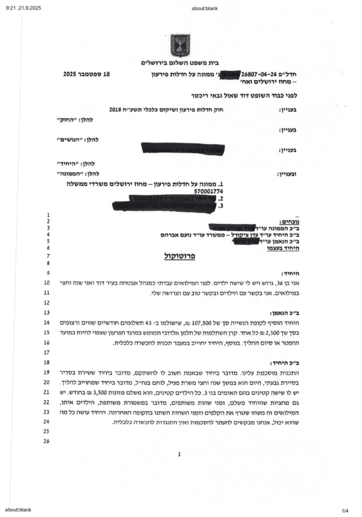 החלטה ופרוטוקול מדיון לצו שיקום בבימש אמבאו מושחר-1