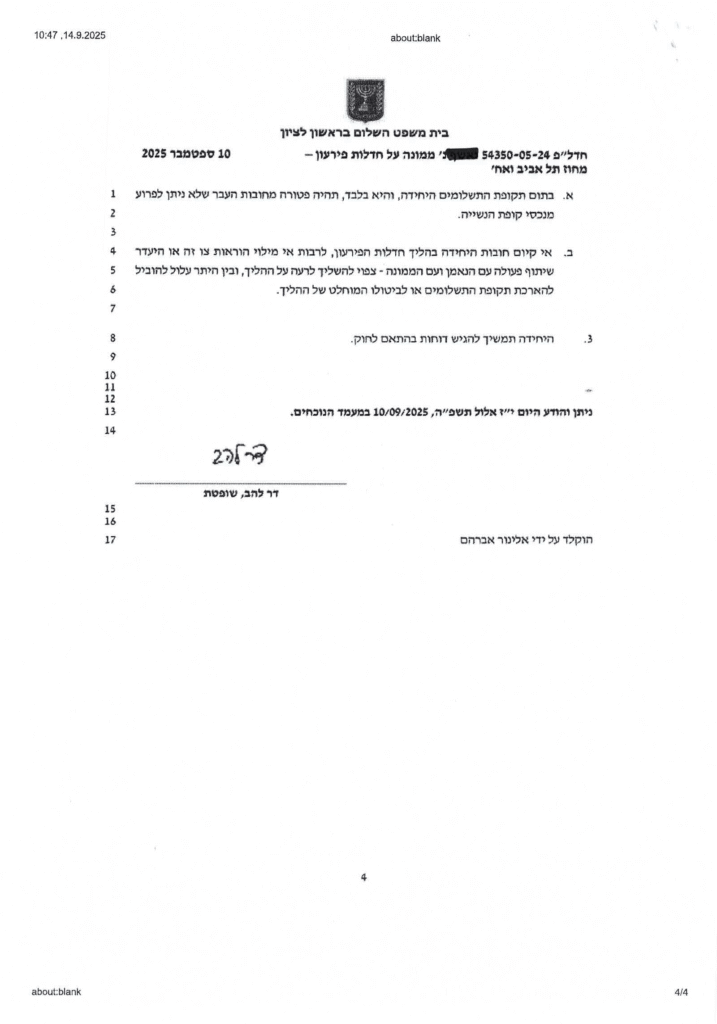 פרוקוטול והחלטה מדיון לצו שיקום בבימש לילה נאשף מושחר-4