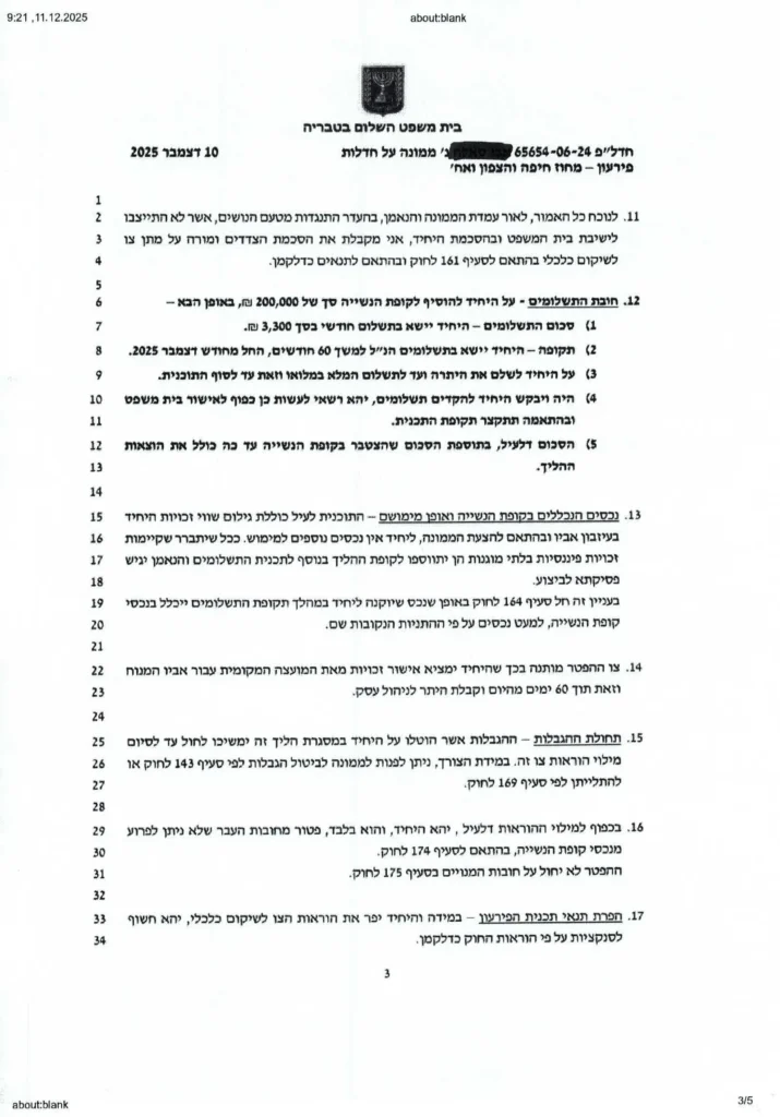 מ-733,845 ₪ ל-200,000 ₪ בלבד – הסדר עם גילום שווי זכות בנכס מסמך רביעית