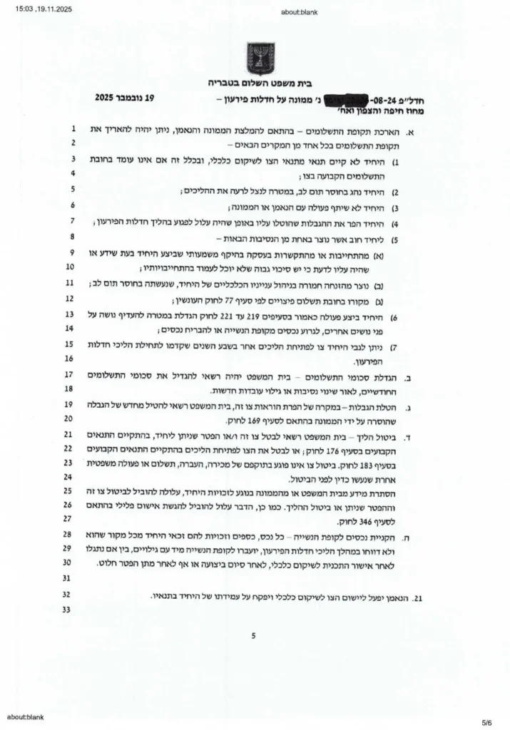 ניצחון משפטי אחרי סירוב – צו שיקום על 110,400 ₪ עם תשלום של 2,300 ₪ בלבד מסמך שלישי
