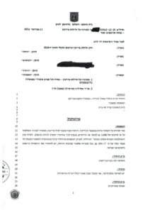 עמוד ראשון של פסק דין מבית משפט השלום בראשון לציון, המציג את פרוטוקול הדיון ואת בקשת עורכי הדין להתחשב בגילו של החייב ובמצבה הרפואי של אשתו.