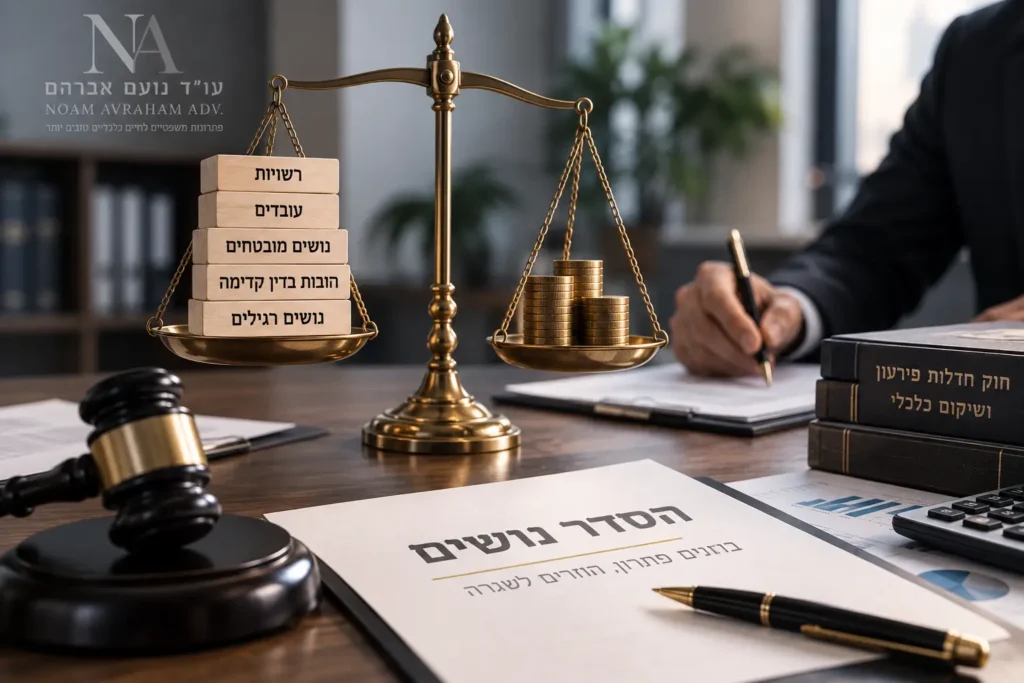 דין קדימה בחדלות פירעון והסדר נושים – סדר פירעון בין נושים